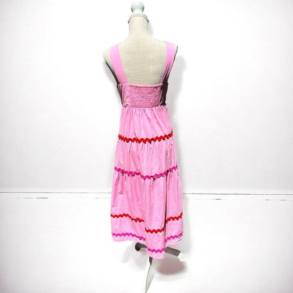 🌻Day + Moon Pink Ric Rac Embroidered Midi Length Dress Size Large - Picture 9 of 11
